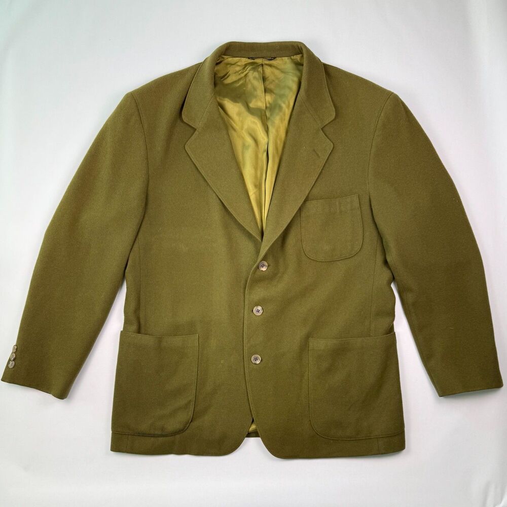 Vintage Banana Republic Wool Blazer XL Olive Green Safari Travel USA